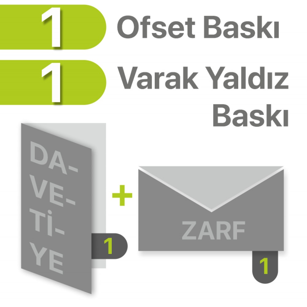 Davetiye Baskısı 1 Kalıp Ofset + 1 Kalıp Varak Yaldız