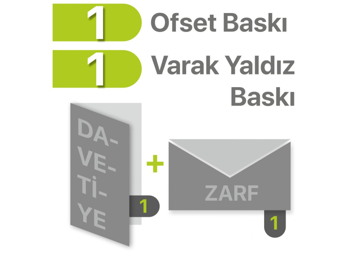 Davetiye Baskısı 1 Kalıp Ofset + 1 Kalıp Varak Yaldız