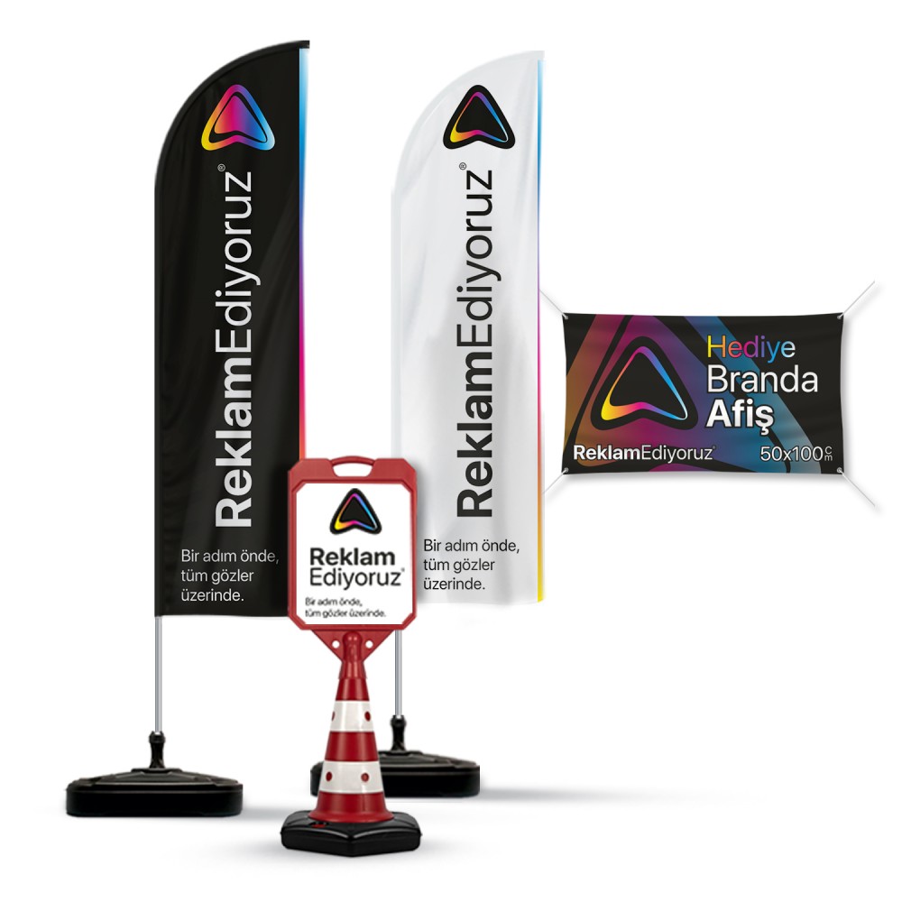 2 Yelken Bayrak + 1 Reklam Dubası Paketi (Branda Hediyeli)