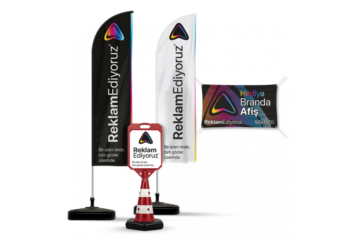 2 Yelken Bayrak + 1 Reklam Dubası Paketi (Branda Hediyeli)