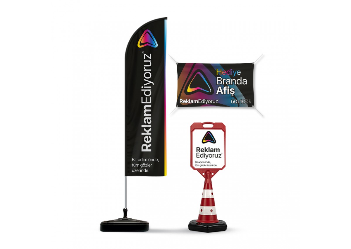 1 Yelken Bayrak + 1 Reklam Dubası Paketi (Branda Hediyeli)