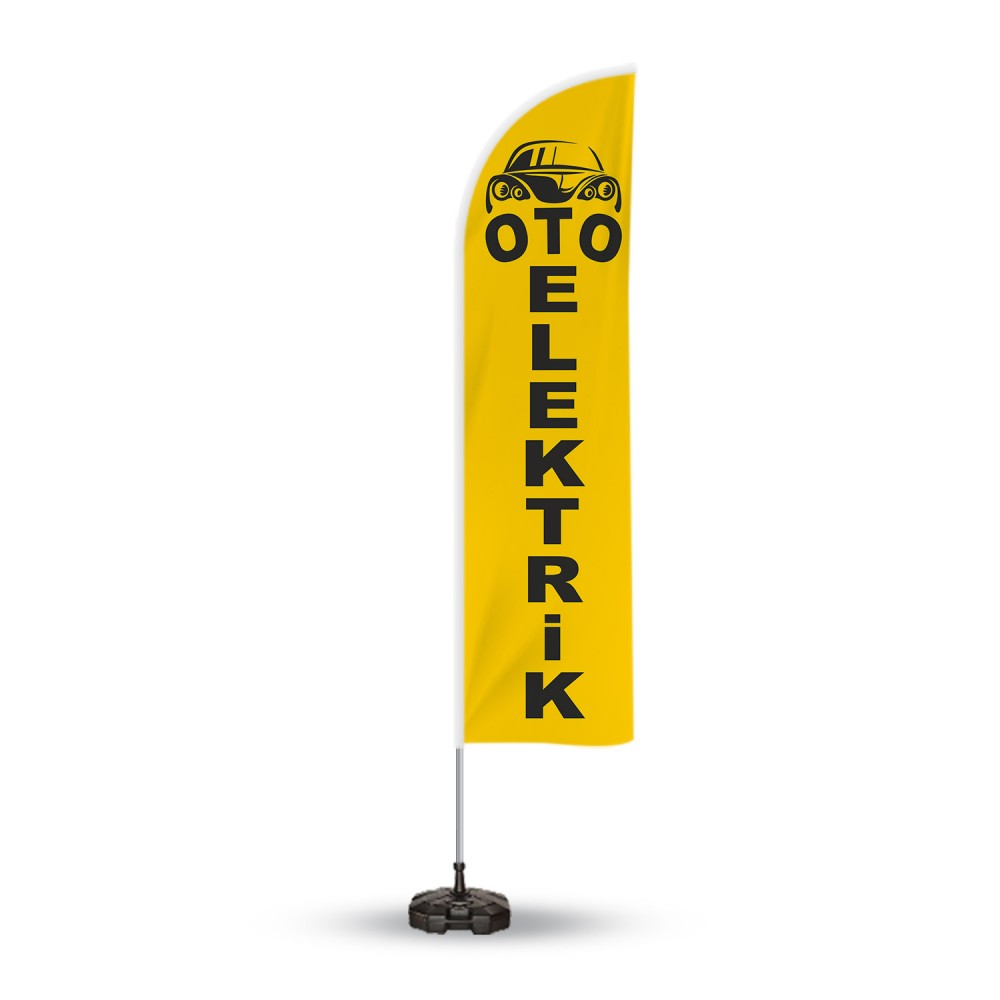 Oto Elektirk Yönlendirme Tanıtım ve ReklamYelken  Bayragı Sarı