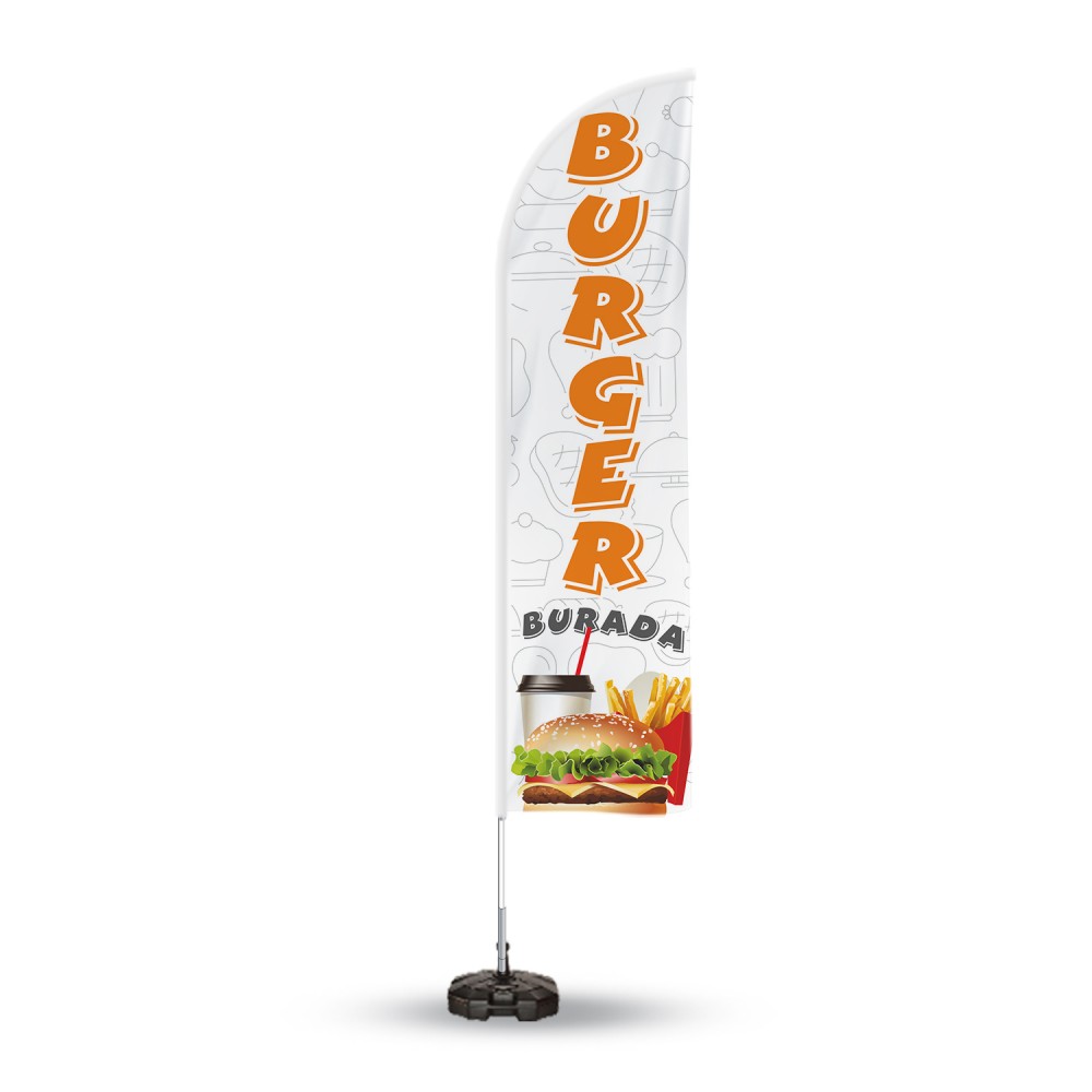 Burger Temalı Yelken Bayrak V1