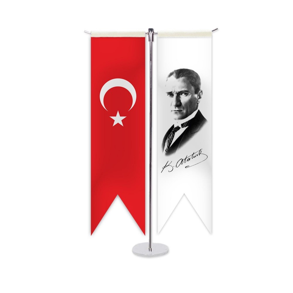 Atatürk ve Türk Bayragı T Masa Bayragı