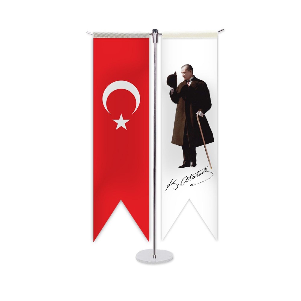 Atatürk ve Türk Bayragı T Masa Bayragı