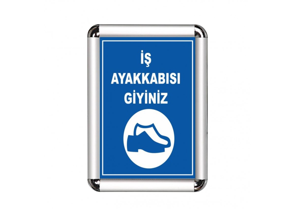 İş Ayakkabısı Giyiniz A3 Cerceveli Uyarı ve Yönlendirme Levhası