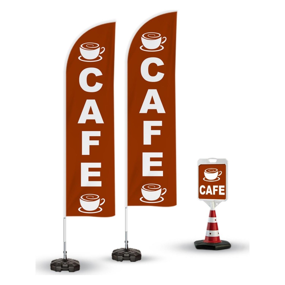 Cafe Temalı  2 Adet Yelken Bayrak,1 Adet Reklam Duba Paketi