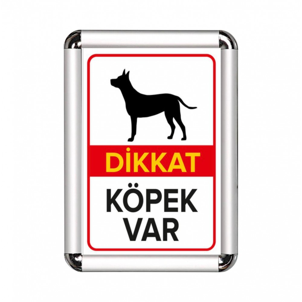 Dikkat Köpek Var 2  A3 Cerceveli Uyarı ve Yönlendirme Levhası