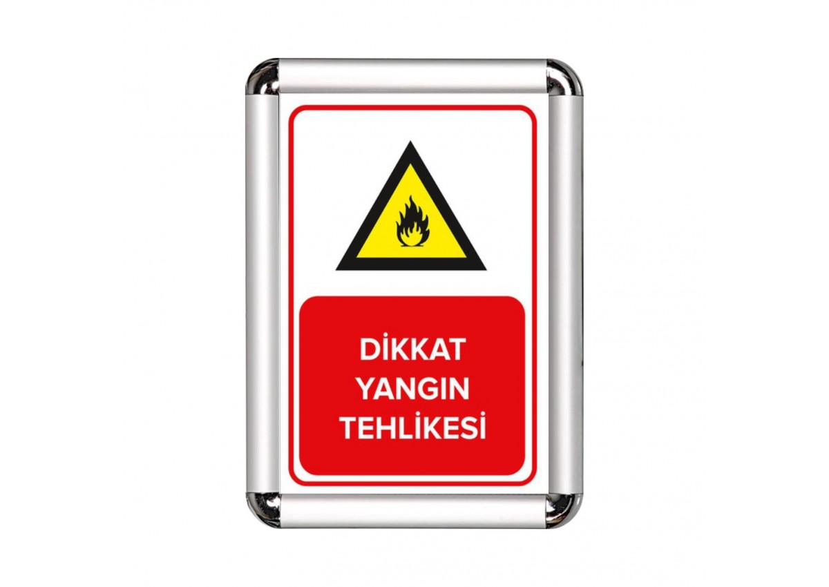 Dikkat Yangın Tehlikesi A3 Cerceveli Uyarı ve Yönlendirme Levhası