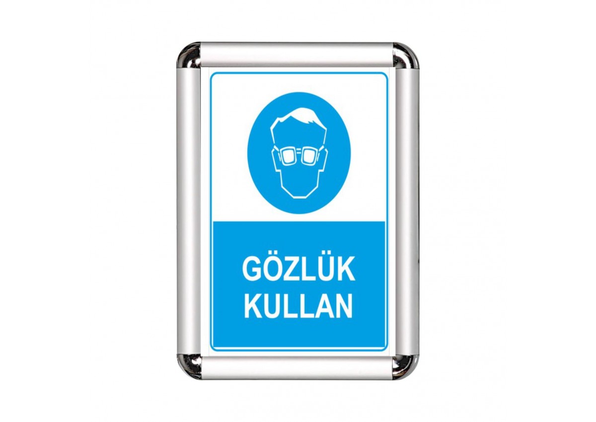 Gözlük Kullan A3 Cerceveli Uyarı ve Yönlendirme Levhası