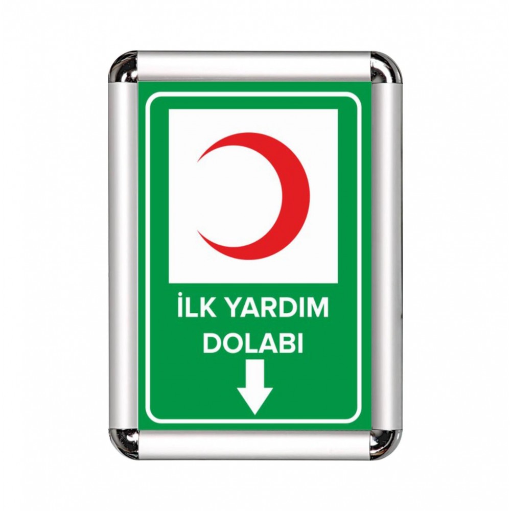İlk Yardım Dolabı A3 Cerceveli Uyarı ve Yönlendirme Levhası