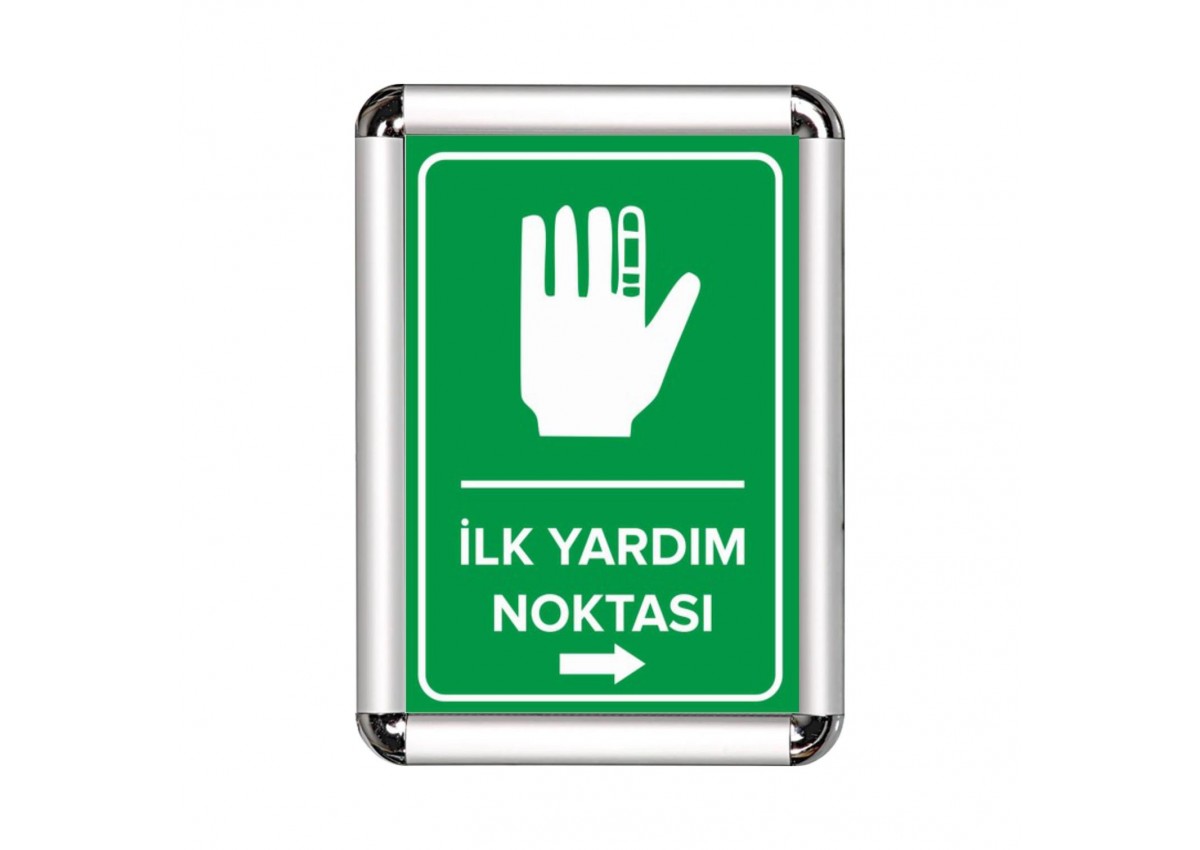 İlk Yardım Noktası A3 Cerceveli Uyarı ve Yönlendirme Levhası