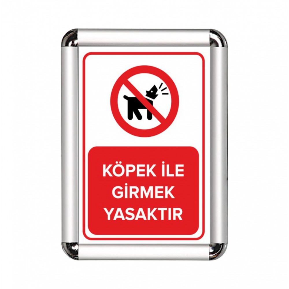 Köpek İle Girmek Yasaktır A3 Cerceveli Uyarı ve Yönlendirme Levhası