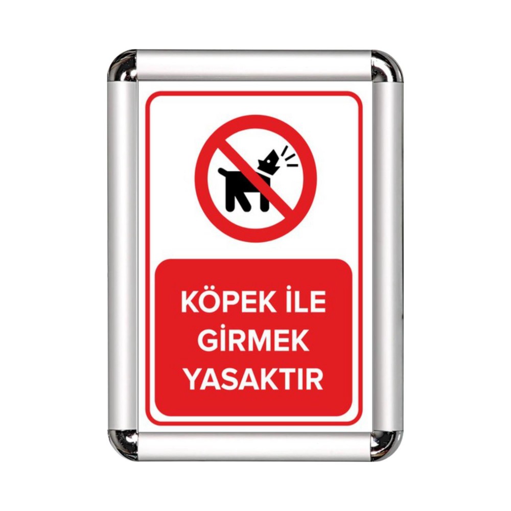 Köpek İle Girmek Yasaktır A3 Cerceveli Uyarı ve Yönlendirme Levhası