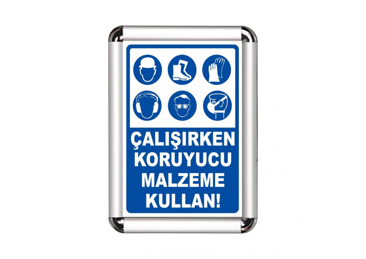 Koruyucu Malzeme Kullan A3 Cerceveli Uyarı ve Yönlendirme Levhası