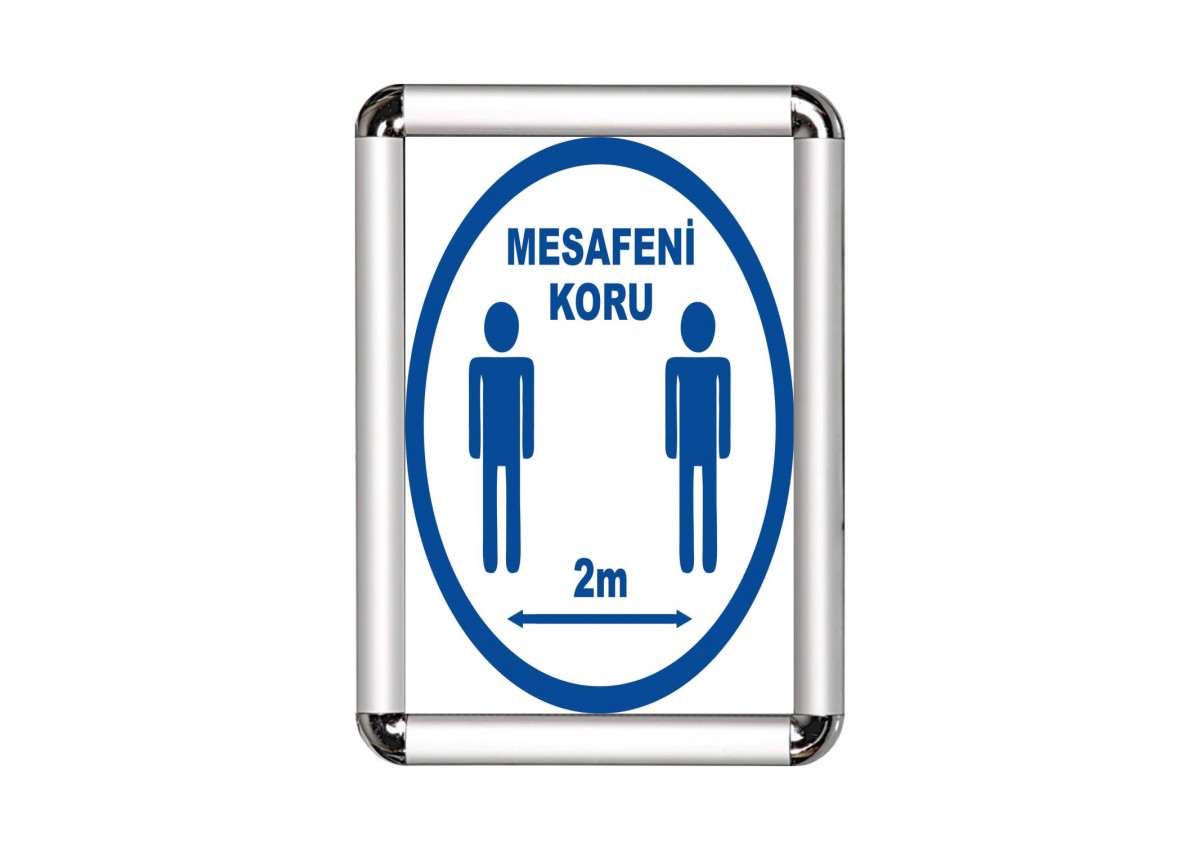Mesafeni Koru A3 Cerceveli Uyarı ve Yönlendirme Levhası