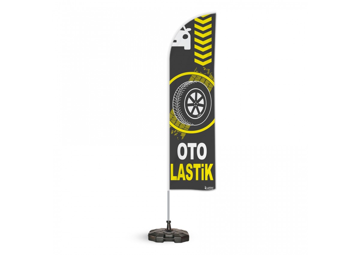 Oto Lastik Temalı Yelken Bayrak Takımı Gri 1 adet