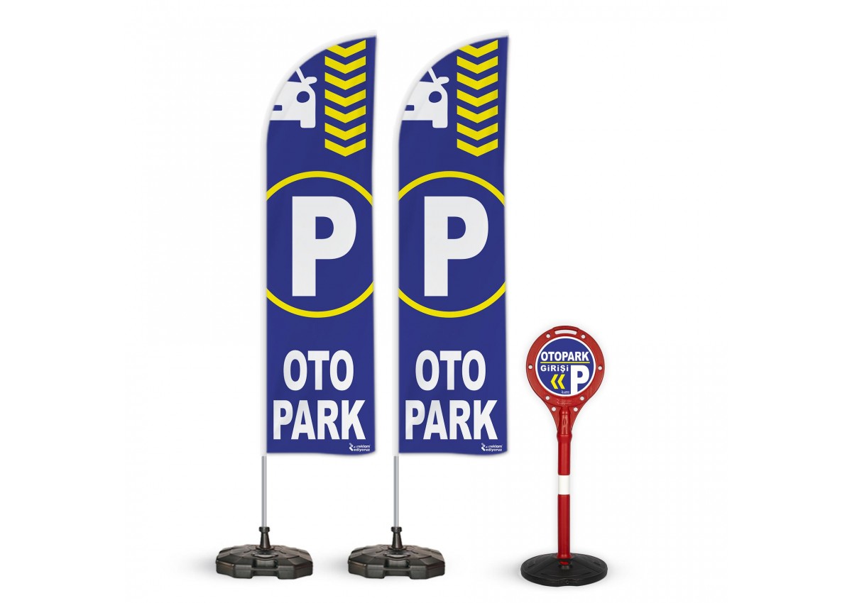Otopark  Temalı 2 Adet Yelken Bayrak ve 1 Bariyer Duba Takımı