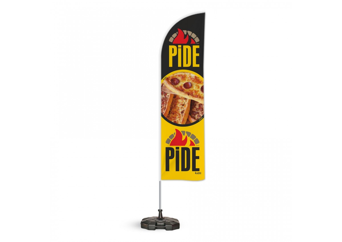 Pide Temalı 2 Yelken Bayrak 1 100x50 cm Branda Takımı