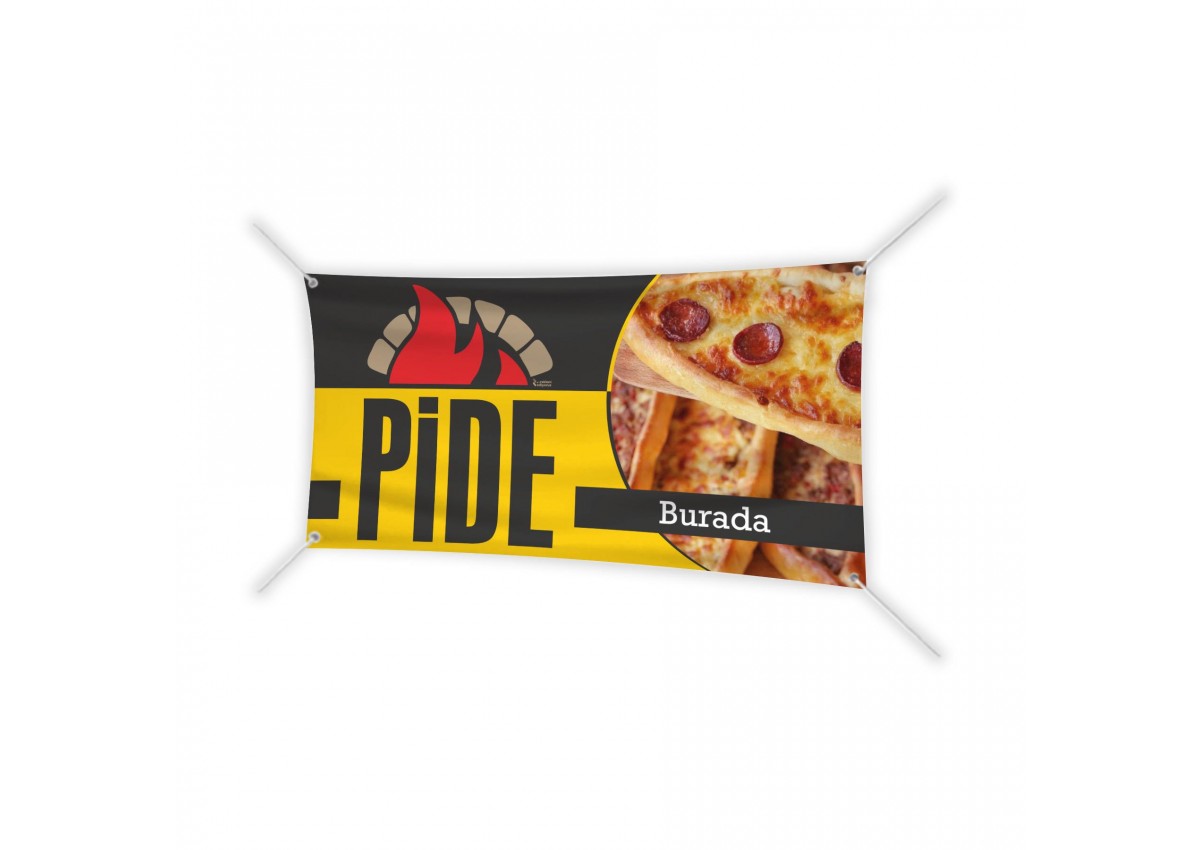 Pide Temalı 2 Yelken Bayrak 1 100x50 cm Branda Takımı