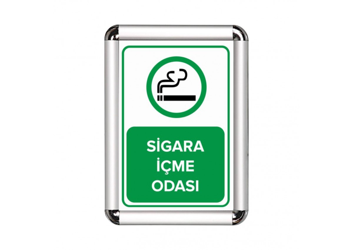 Sigara İçme Odası A3 Cerceveli Uyarı ve Yönlendirme Levhası