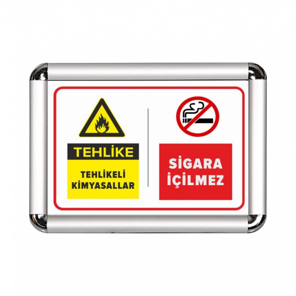 Tehlikeli Kimyasallar A3 Cerceveli Uyarı ve Yönlendirme Levhası