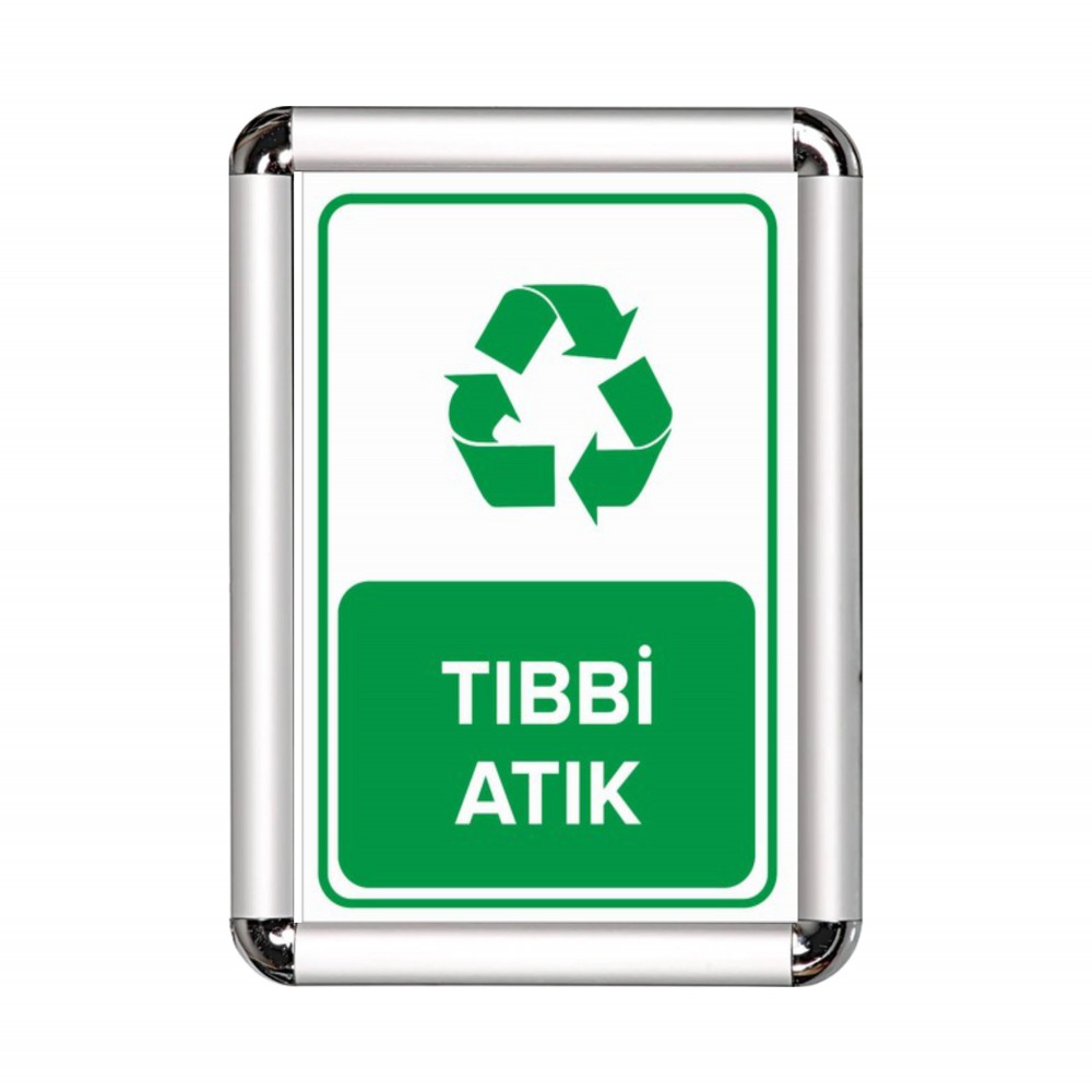 Tıbbı Atık A3 Cerceveli Uyarı ve Yönlendirme Levhası