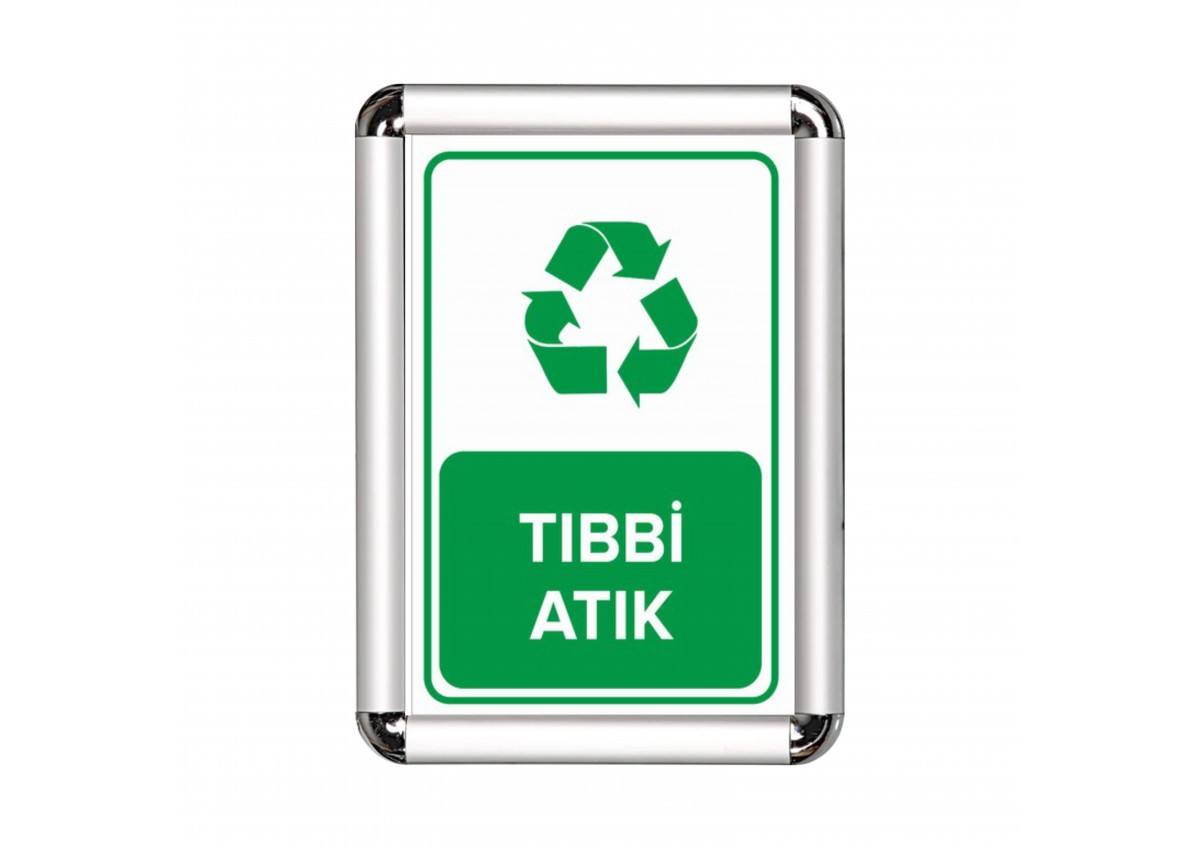 Tıbbı Atık A3 Cerceveli Uyarı ve Yönlendirme Levhası