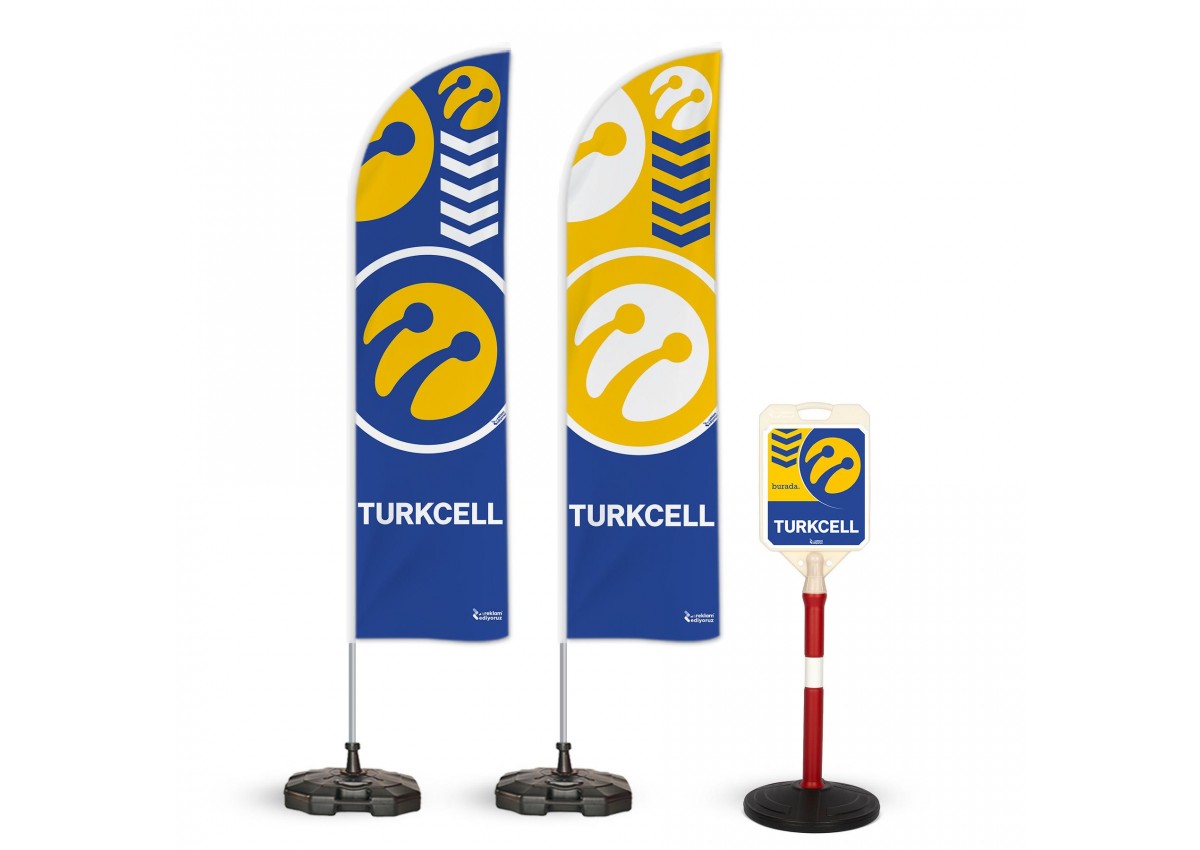 Turkcell Temalı 2 Adet Yelken Bayrak ve 1 Bariyer Duba Takımı