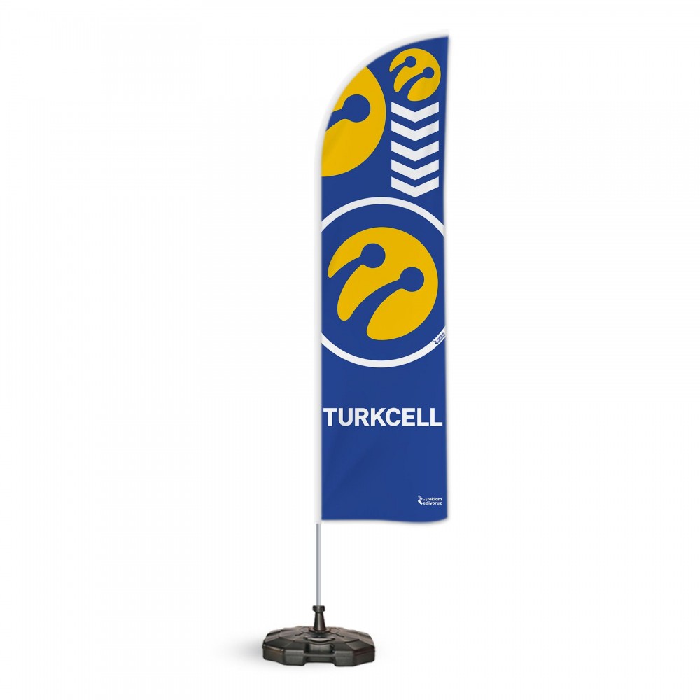 Turkcell Temalı Yelken Bayrak Takımı Mavi 1 adet