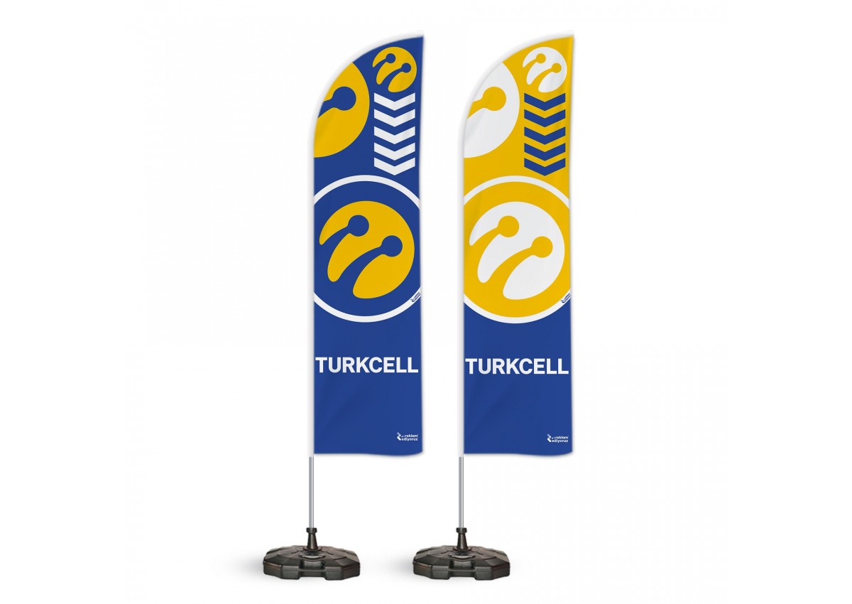 Turkcell Temalı Yelken Bayrak Takımı Mavi Beyaz 2 adet