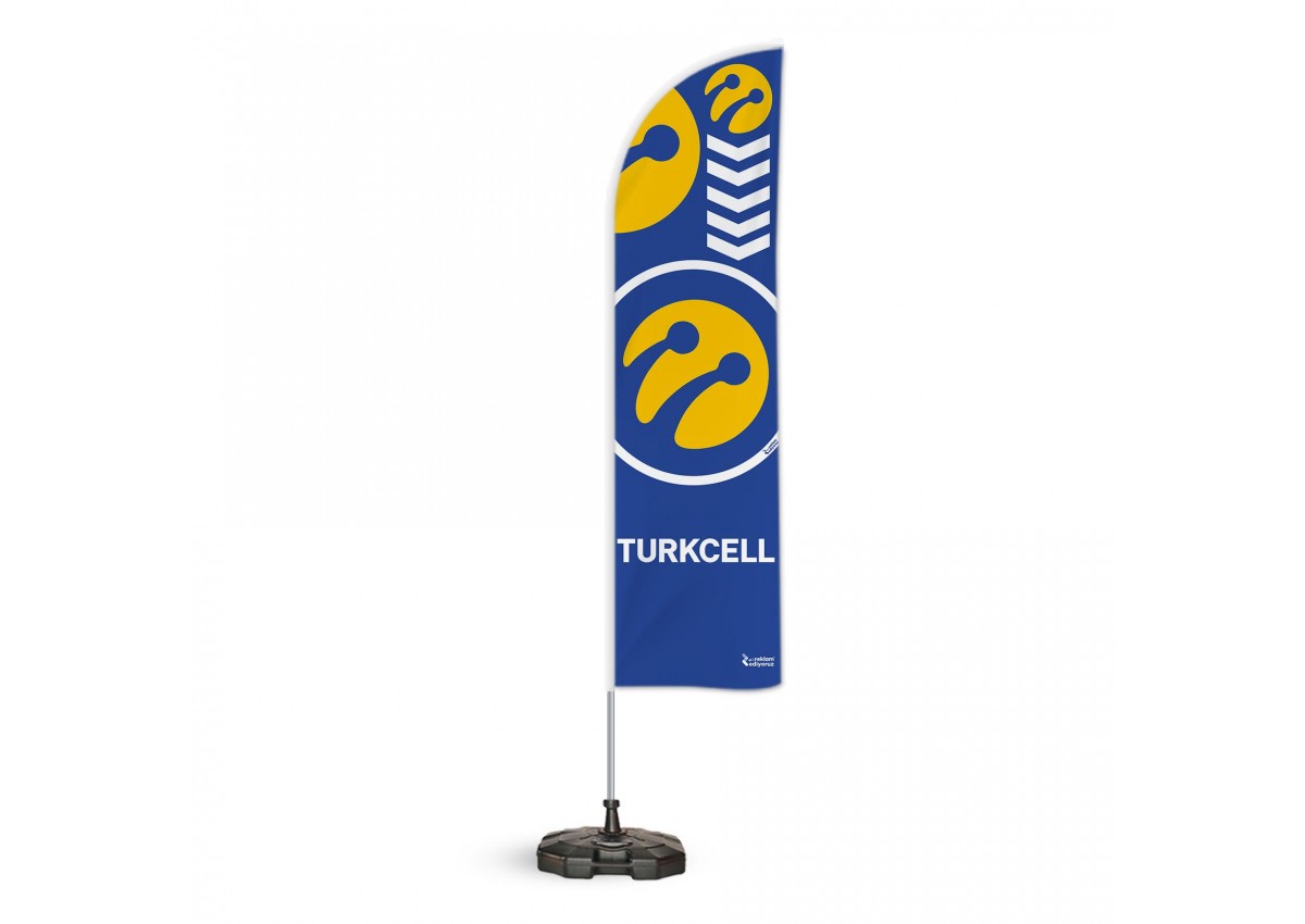 Turkcell Temalı Yelken Bayrak Takımı Mavi Beyaz 2 adet