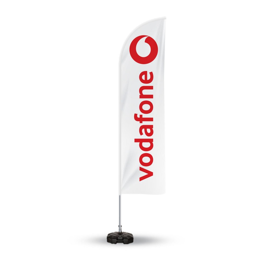 Vodafone Reklam Yönlendirme ve Tanıtım Yelken Bayragı Beyaz