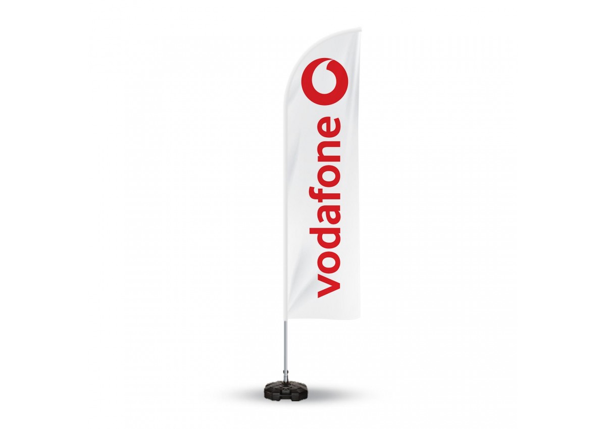 Vodafone Reklam Yönlendirme ve Tanıtım Yelken Bayragı Beyaz