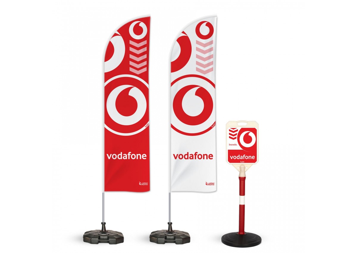 Vodafone Temalı 2 Adet Yelken Bayrak ve 1 Bariyer Duba Takımı