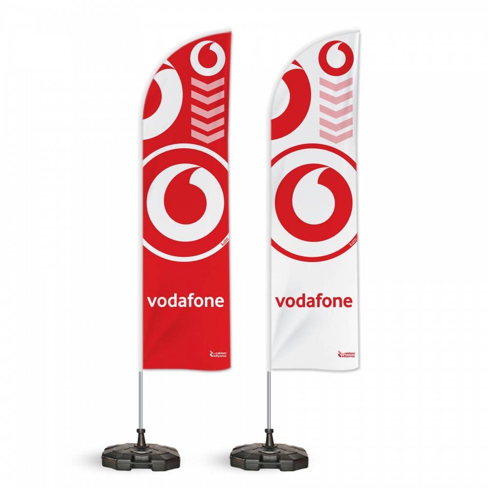 Vodafone Temalı Yelken Bayrak Takımı Kırmızı Beyaz 2 adet