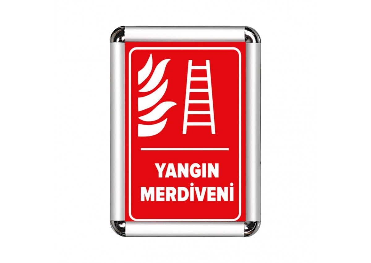 Yangın Merdiveni A3 Cerceveli Uyarı ve Yönlendirme Levhası